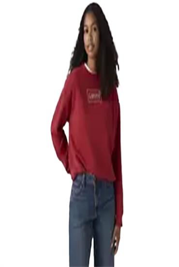 GRAPHIC SWEATSHIRT-BATWING IRIDESCENT RHINESTONE N RHYTHMIC RED